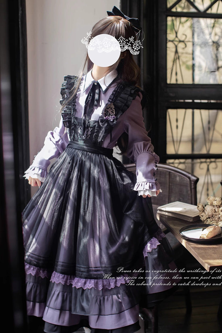 Black Embroidered Mesh Bow Sweet Elegant Jumper - Witch Academy