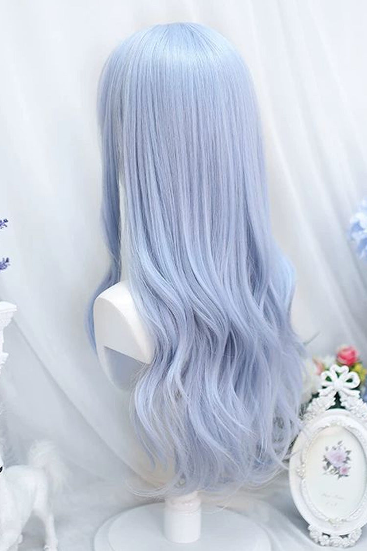 Sky Blue Sweet Lolita Gentle Curly Wig with Straight Bangs