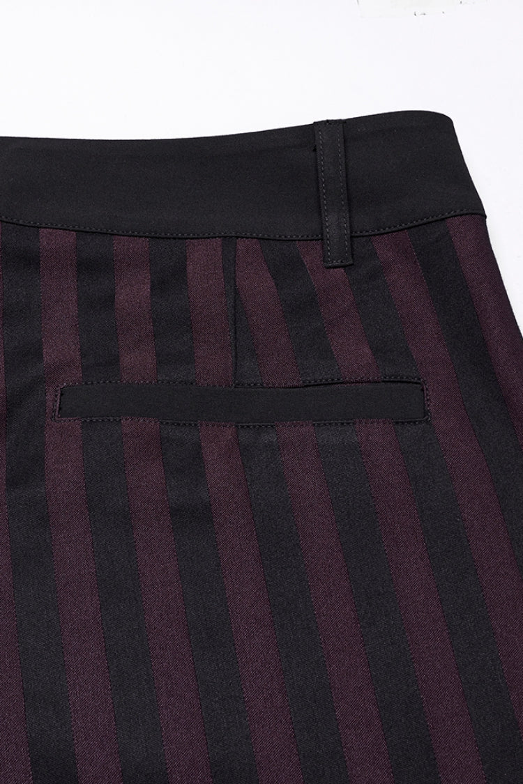 Crimson & Noir Striped High-Rise Gothic Trousers for Men