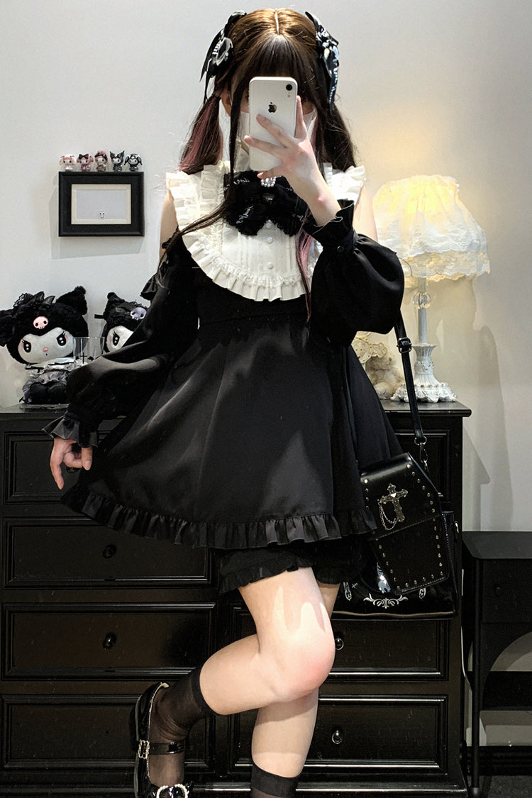 Rose Princess Off-Shoulder Gothic Jirai Kei Dress with Ruffle Bow