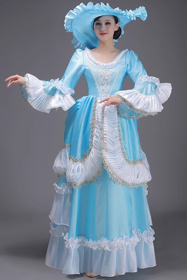 European Princess Dress with Multi-Layer Ruffles, Long Sleeves