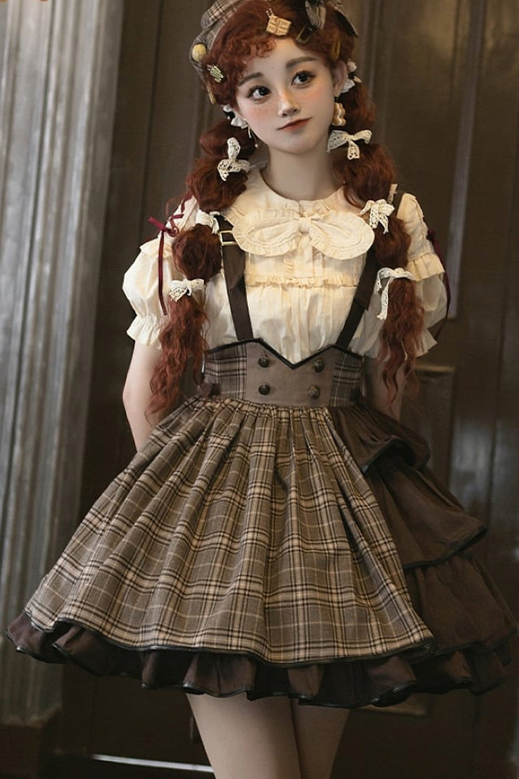 Cocoa Sherlock Detective Ruffle Color-Block Gothic Lolita Skirt