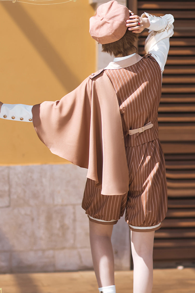 Cocoa Stripe Violin Print Ouji Lolita Ensemble