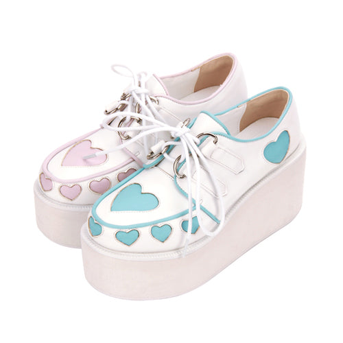 Heart Pattern Platform Sweet Lolita Shoes