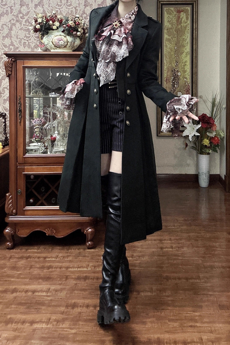 Wool Slim Gothic Trench Coat with Long Sleeves - Paranoid's Punishment, 4 Shades