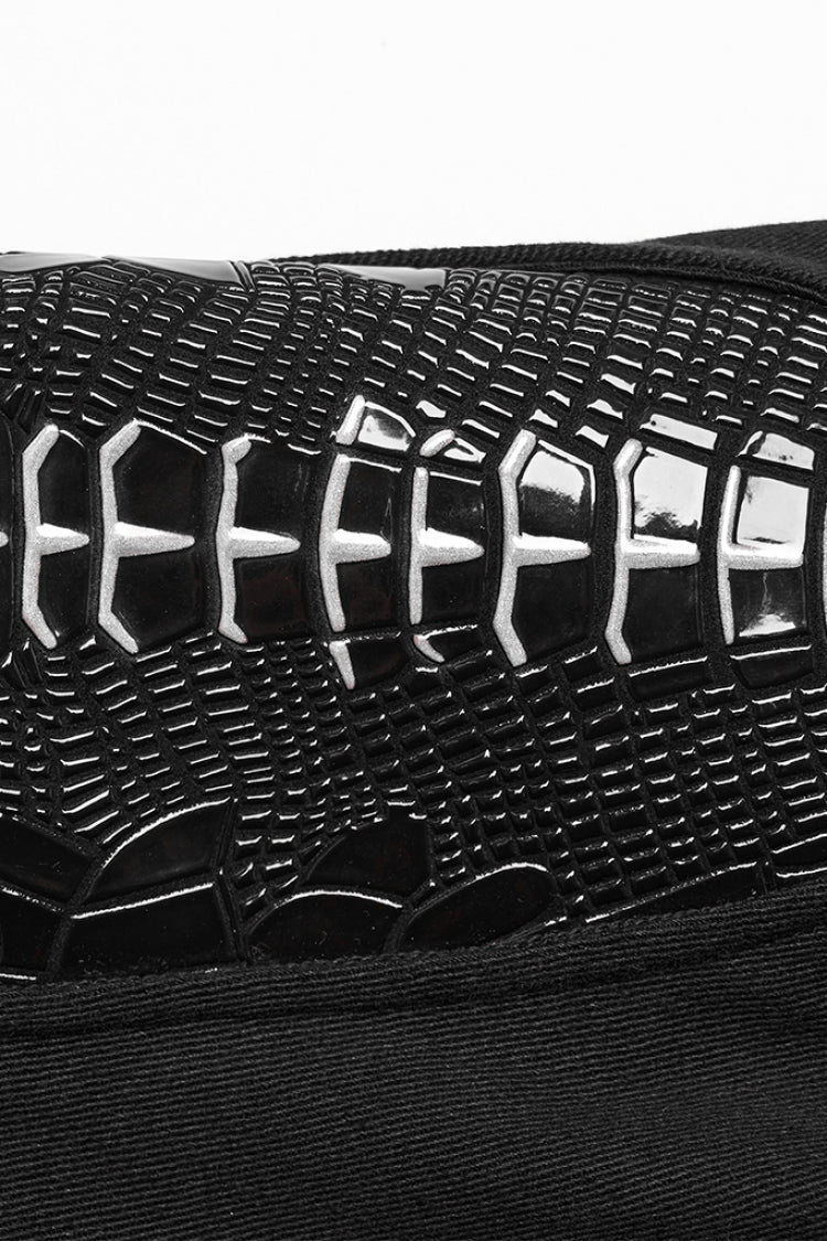Glossy Vinyl Stitched Punk Trousers for Women
