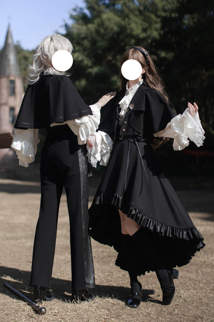 Noir Long-Sleeve Ruffled Ouji Skirt and Blouse - Day and Night Song