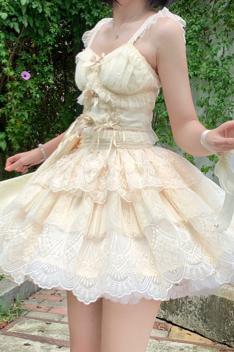 Ivory Triple-Layer Sweet Skirt with Bow - Tidal