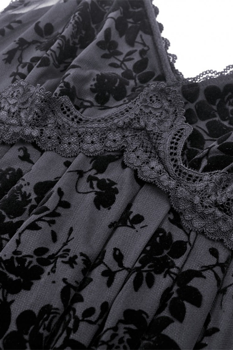 Sleeveless Lace Gothic Maxi Rose Slip Dress