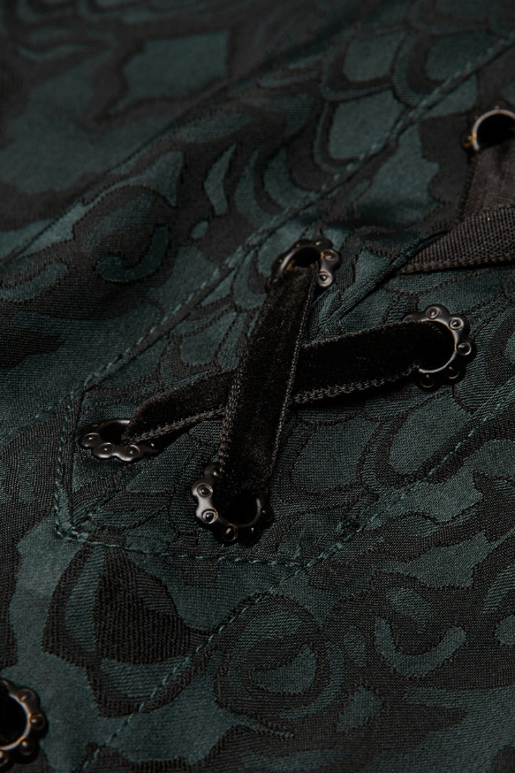 Gothic Men's Shirt with Eyelets and Metal Cuffs