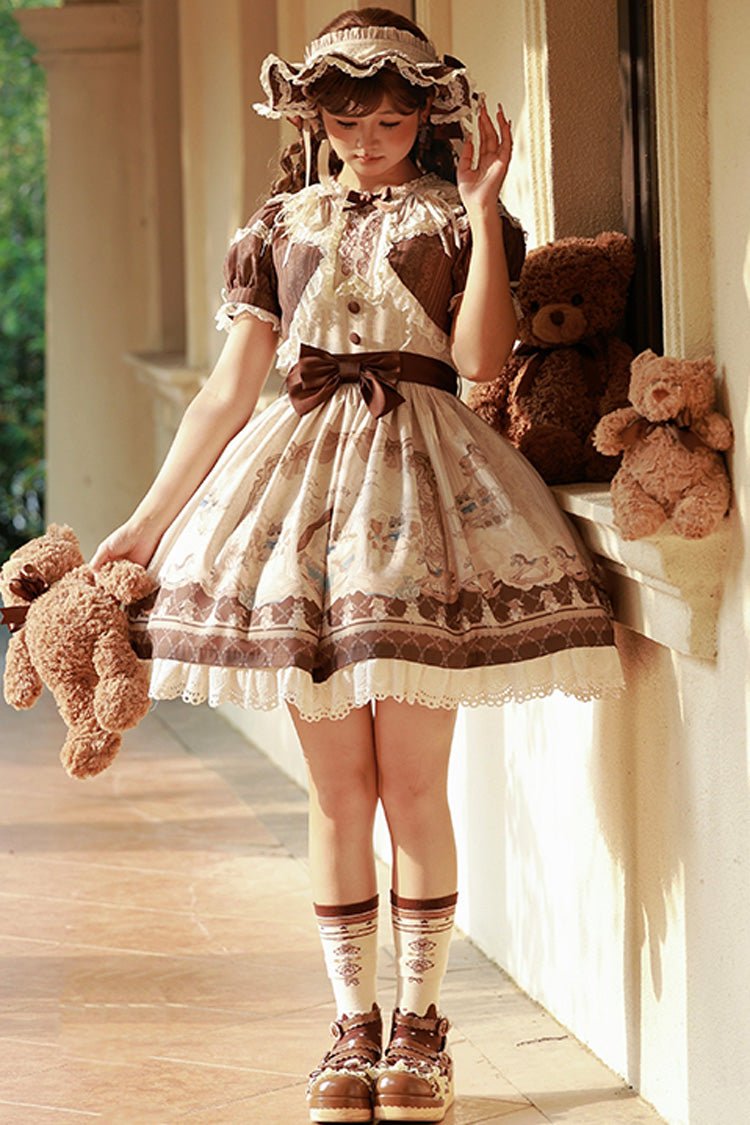 Fairy Tale Short-Sleeve Ruffle Bow Dress for Sweet Lolita - Two Tones