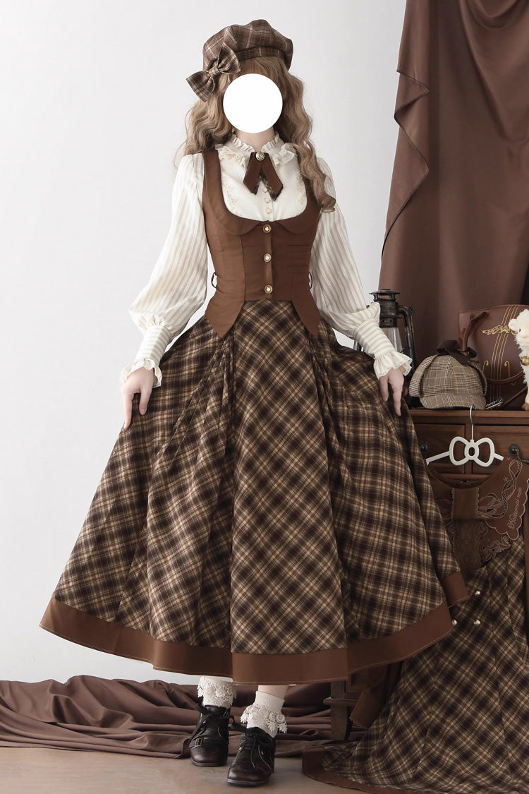 Broken Pocket Watch Print Detective Classic Full Skirt