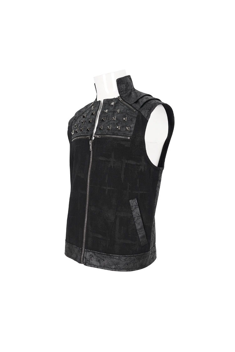 Men's Punk Vest with Metal Willow Studs Sleeveless Chest