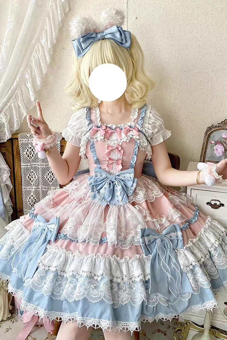 Azure Doll-Style Sweet JSK with Lace and Bow Accents