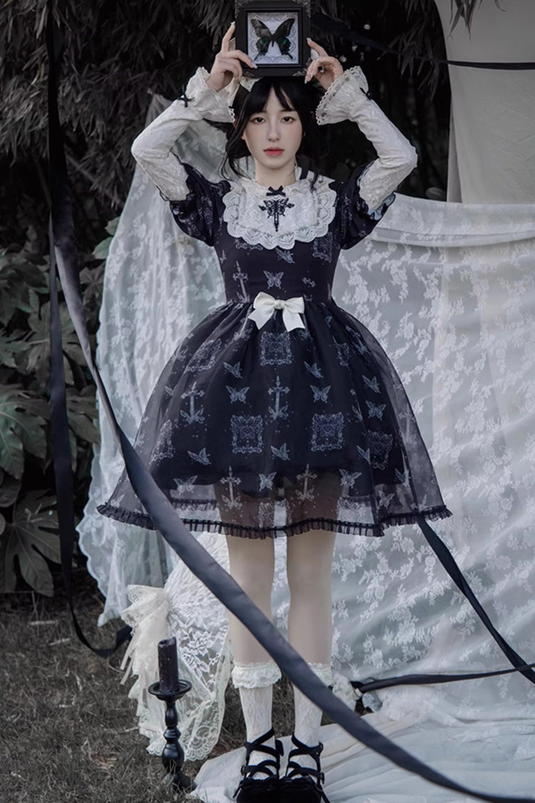 Black Embroidered Butterfly Gothic Lolita Dress