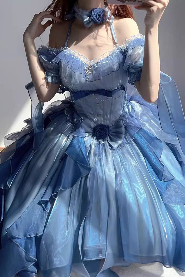 Azure Elegant Princess Sweet Hanayome Dress with Bows