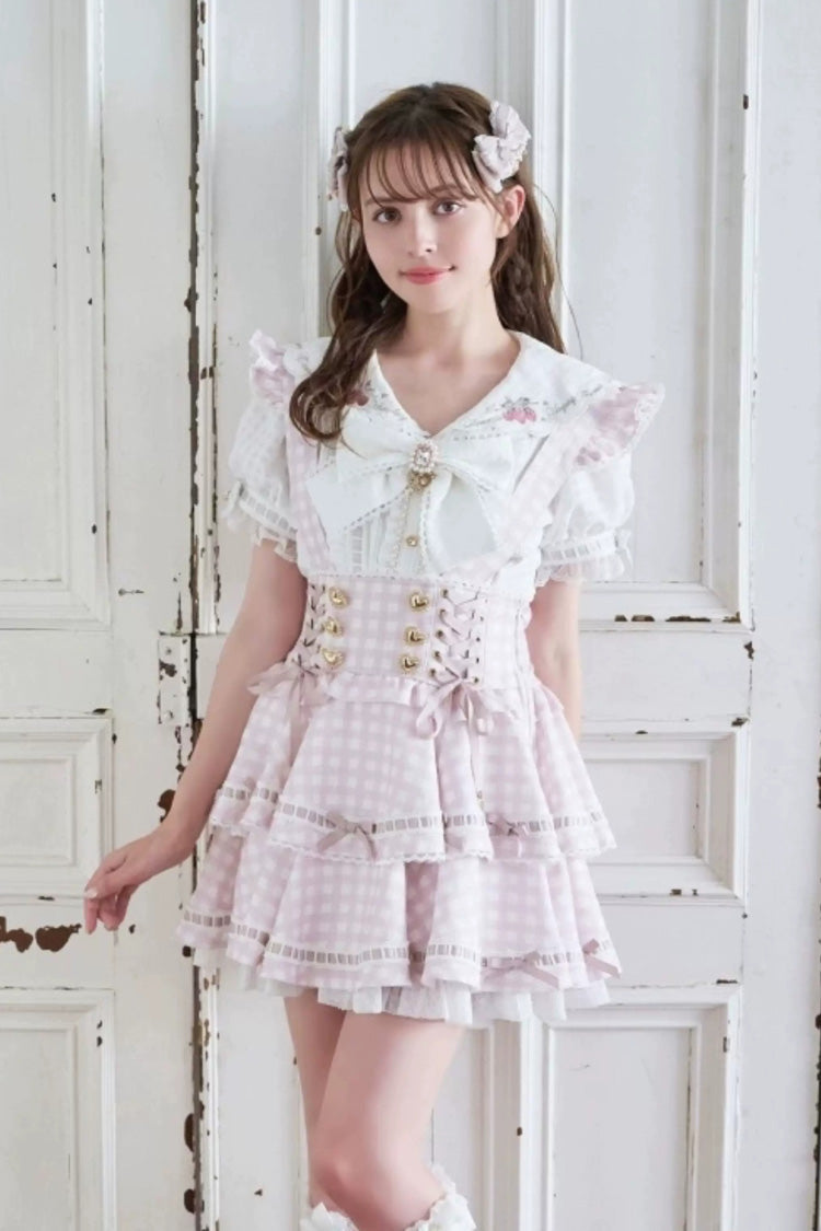 Plaid Ruffle Bow Skirt - Plus Size College Style