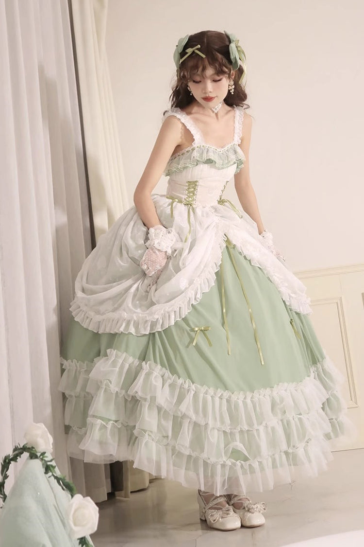 Jade Multi-Tier Hanayome Lace-Up Plus-Size Sweet Lolita JSK (Long)