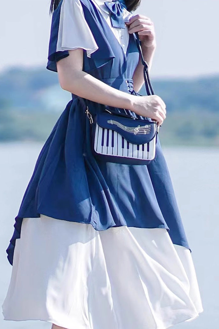 Cerulean and Ivory Piano Note Music Themed Sweet Lolita Shoulder Bag