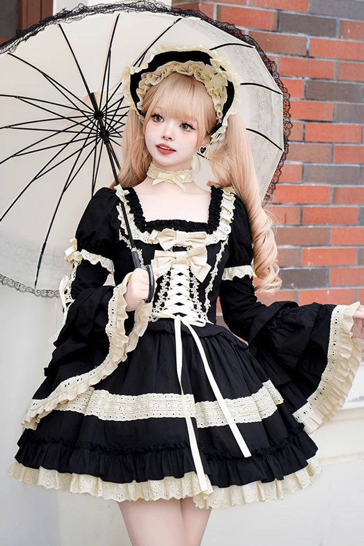 Sweet Lolita Dress with Multi-Layer Ruffles Bowknot Short Sleeves