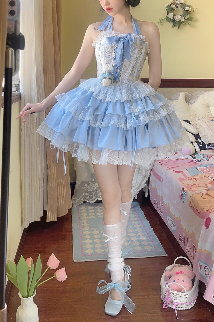 Ballet Lace Bowknot Sweet Lolita JSK Set - Multi-Layer Ruffled