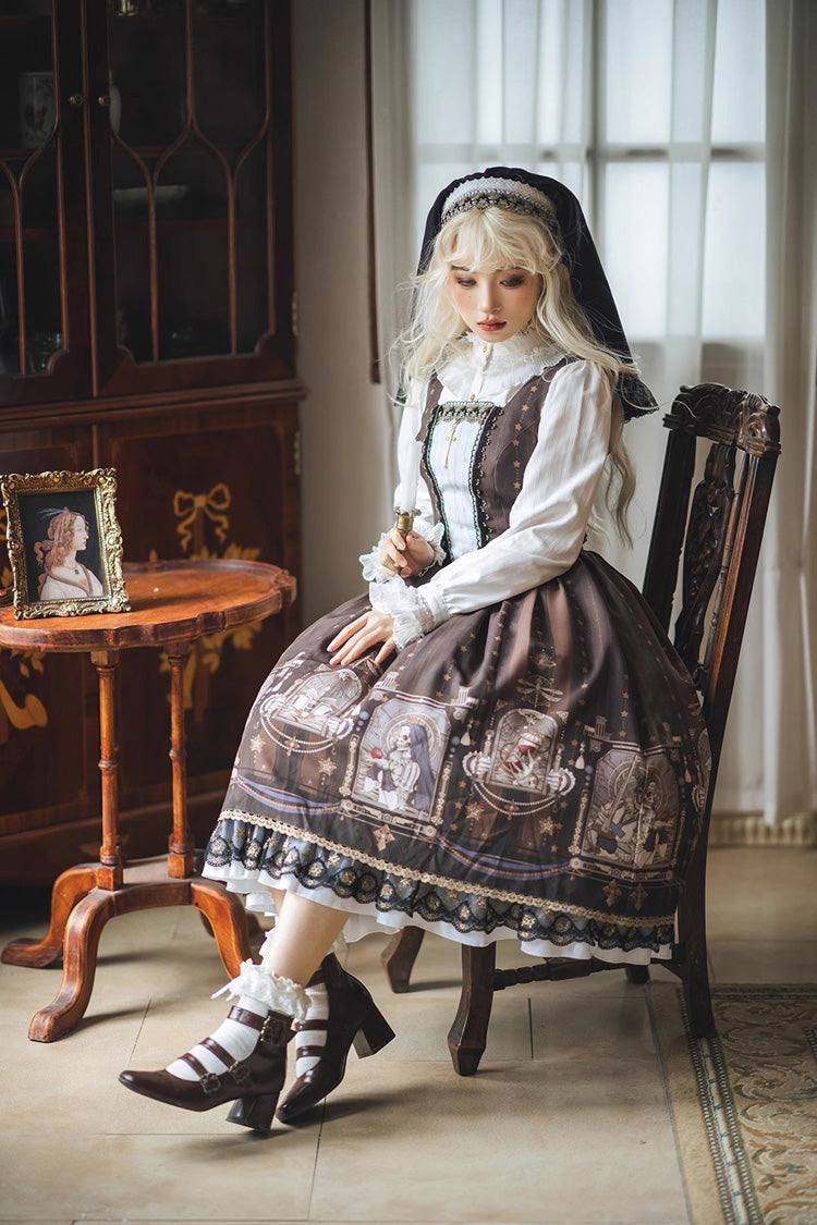 Sweet Lolita Jumper Dress with Ruffles & Demon Print