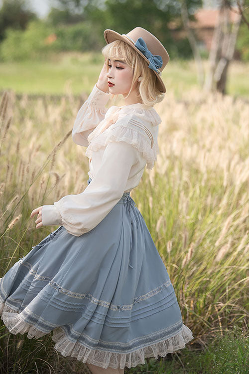 Baroque Manor Bowknot High-Waisted Ruffled Sweet Lolita Skirt, Three Colors
