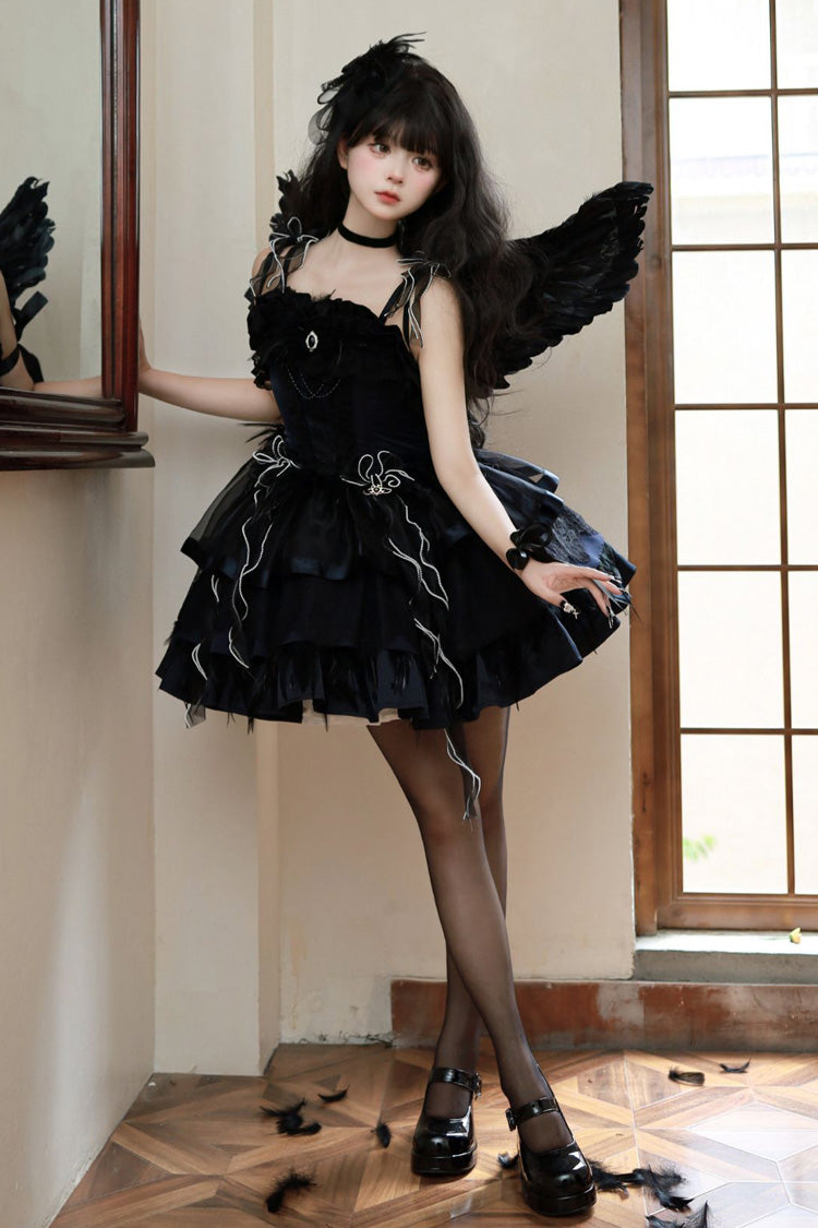 Wings Arrival Multilayer Ruffle Ballet Sweet Elegant Lolita Jumper Dress 3 Colors