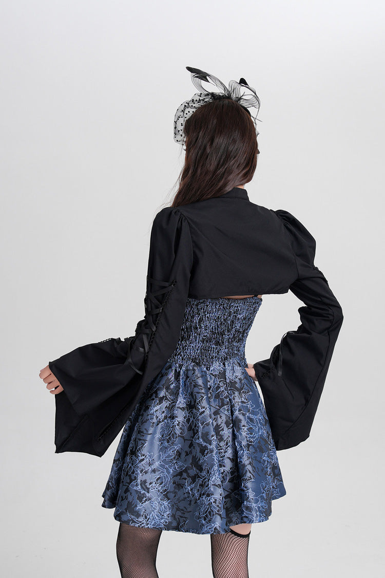 Azure Gothic Vintage JSK with Jacquard Print and Lace-Up