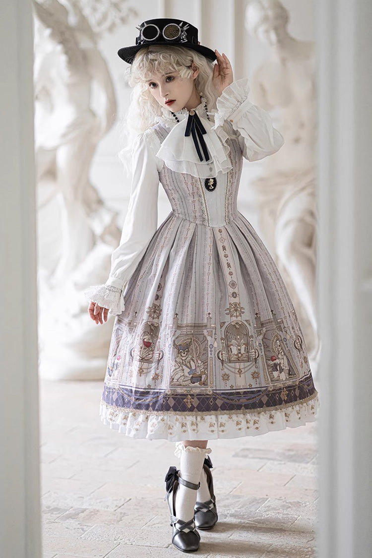 Sweet Lolita Jumper Dress with Ruffles & Demon Print