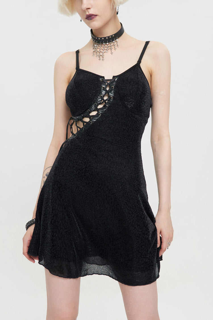 Chest Cross Straps Suspenders Backless Punk Dress