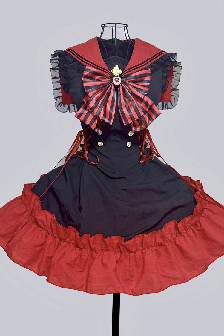 Jirai Kei Dress with Doll Collar and Ruffle Bow - Magical Girl, 2 Hues