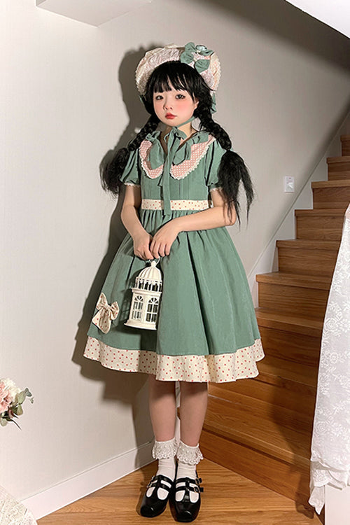Jade Peter Pan Collar Bowknot Short-Sleeve Sweet Lolita OP