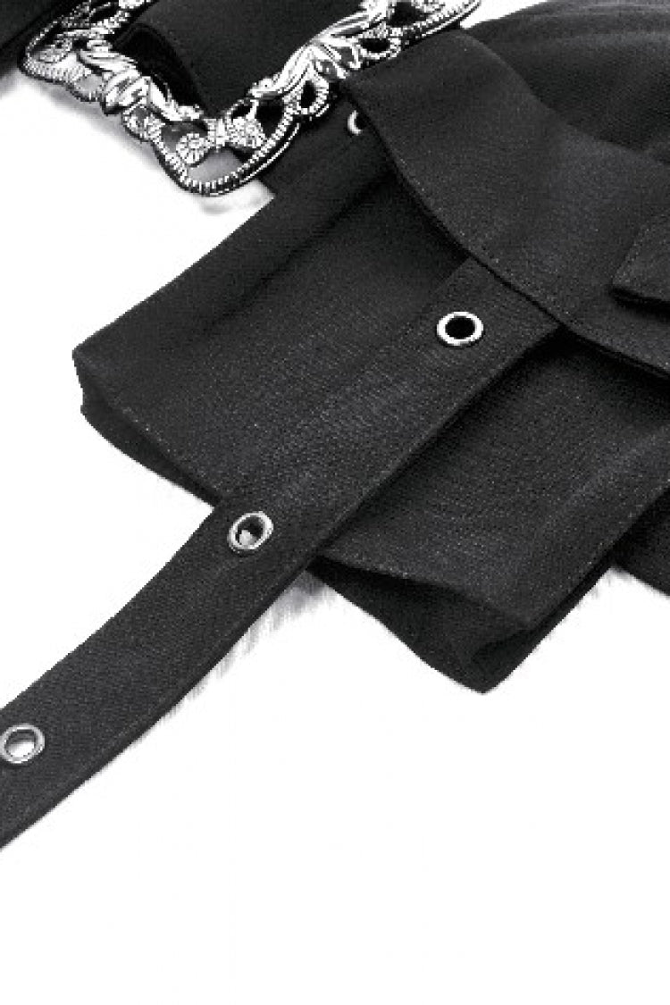 Functional Black Buckled Halter Punk Utility Vest
