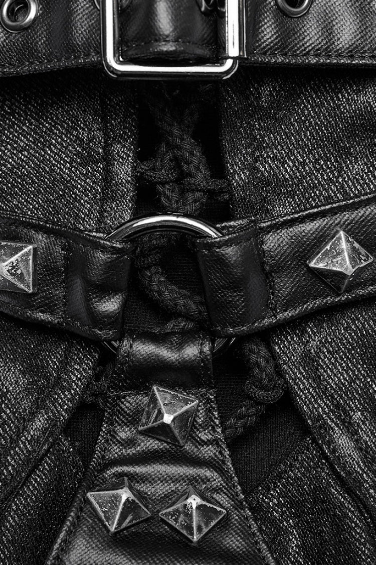 Steampunk Lace-Up Gloves with Rivet Print for Men in 2 Tones