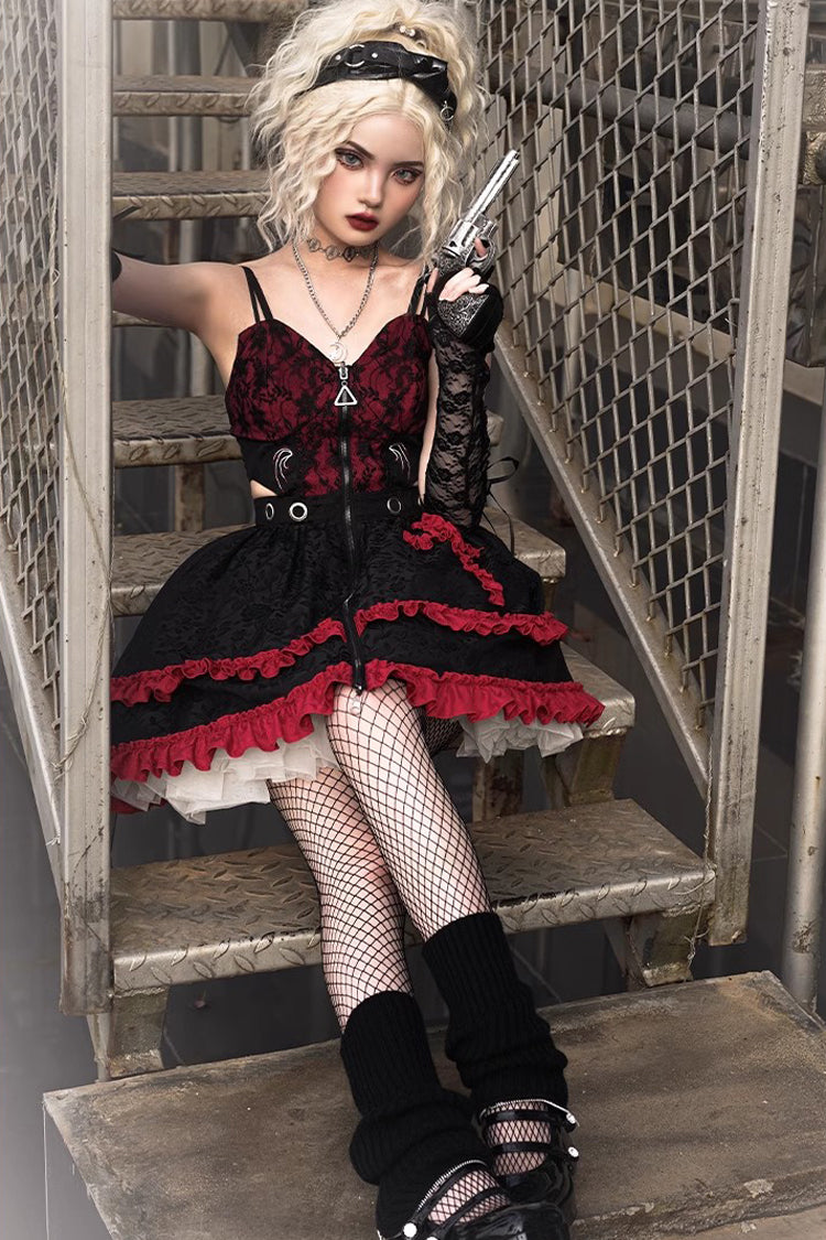 Judgment Day Crimson Cross Ruffle Lolita Jumper Dress