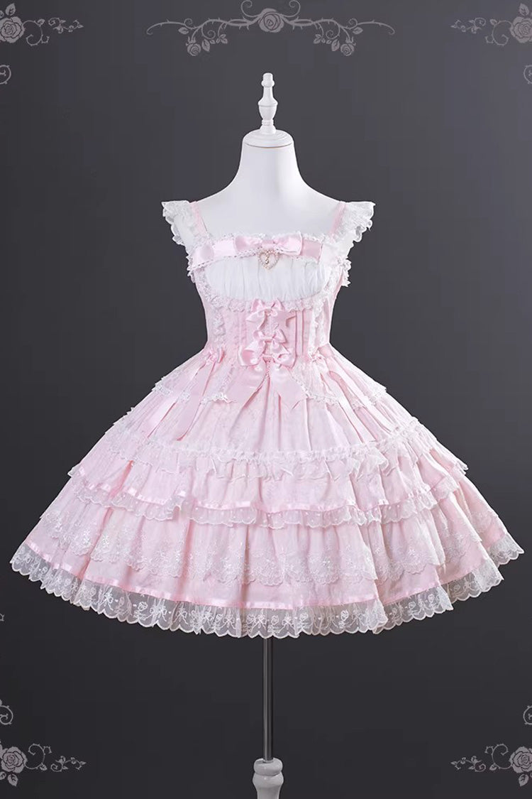 Pink Mist Sweet Dream Double-Layered Ruffled Sweet Lolita JSK