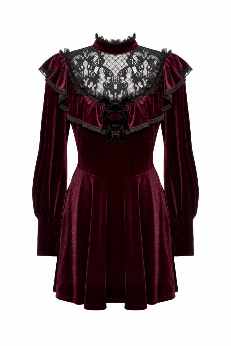 Scarlet Crochet Velvet Gothic Graduation Gown