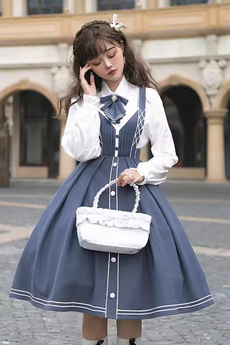 Azure Book of Lies Sweet Collegiate Elegant Lolita Jumper Skirt