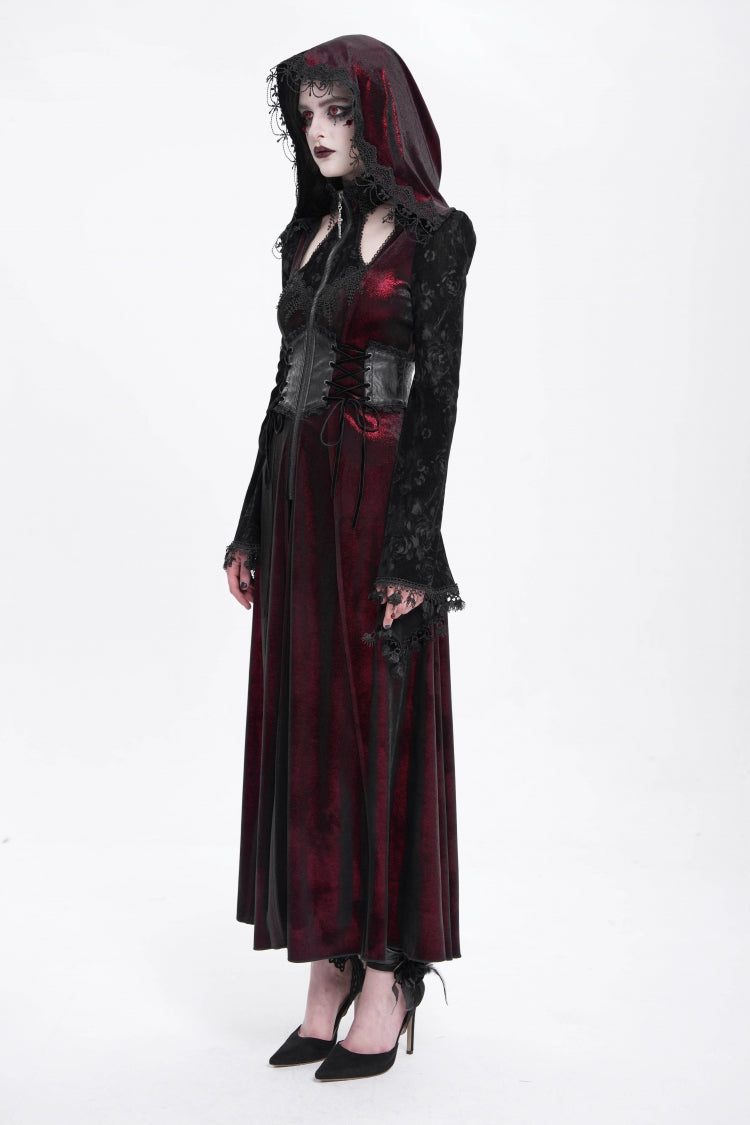 Scarlet Hollow Embroidery Hooded Ripped Gothic Coat