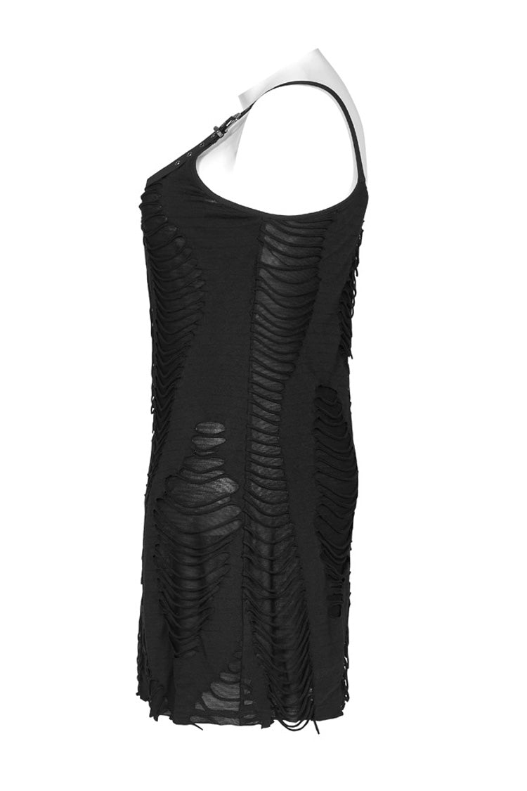 Metal Eyelets Strap Irregular Knit Plus Size Punk Sling Dress