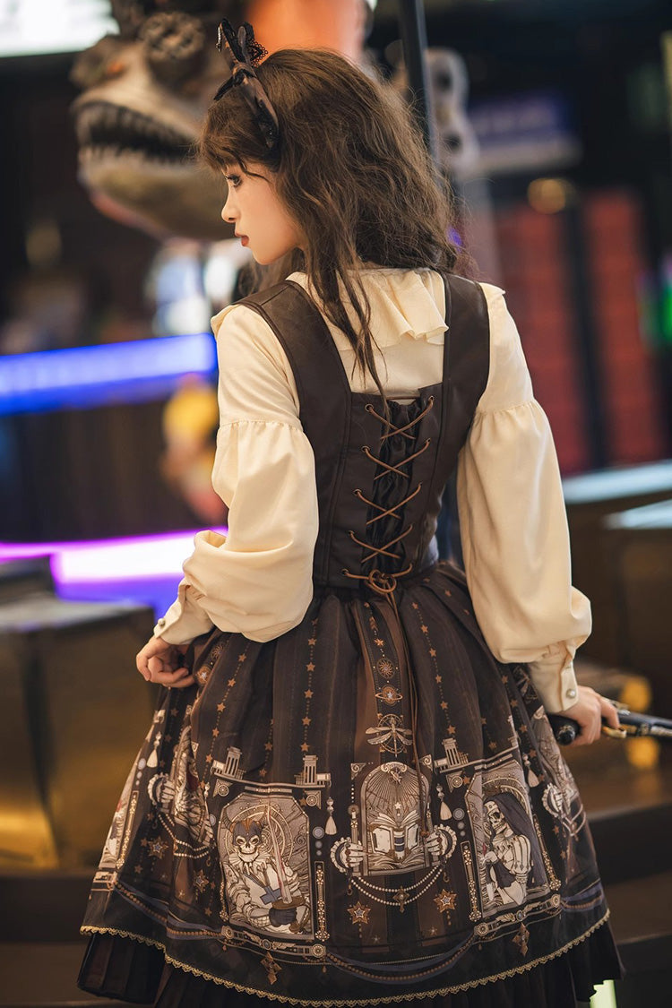 Punk Gothic Lolita Vest with Demon Hunting Print