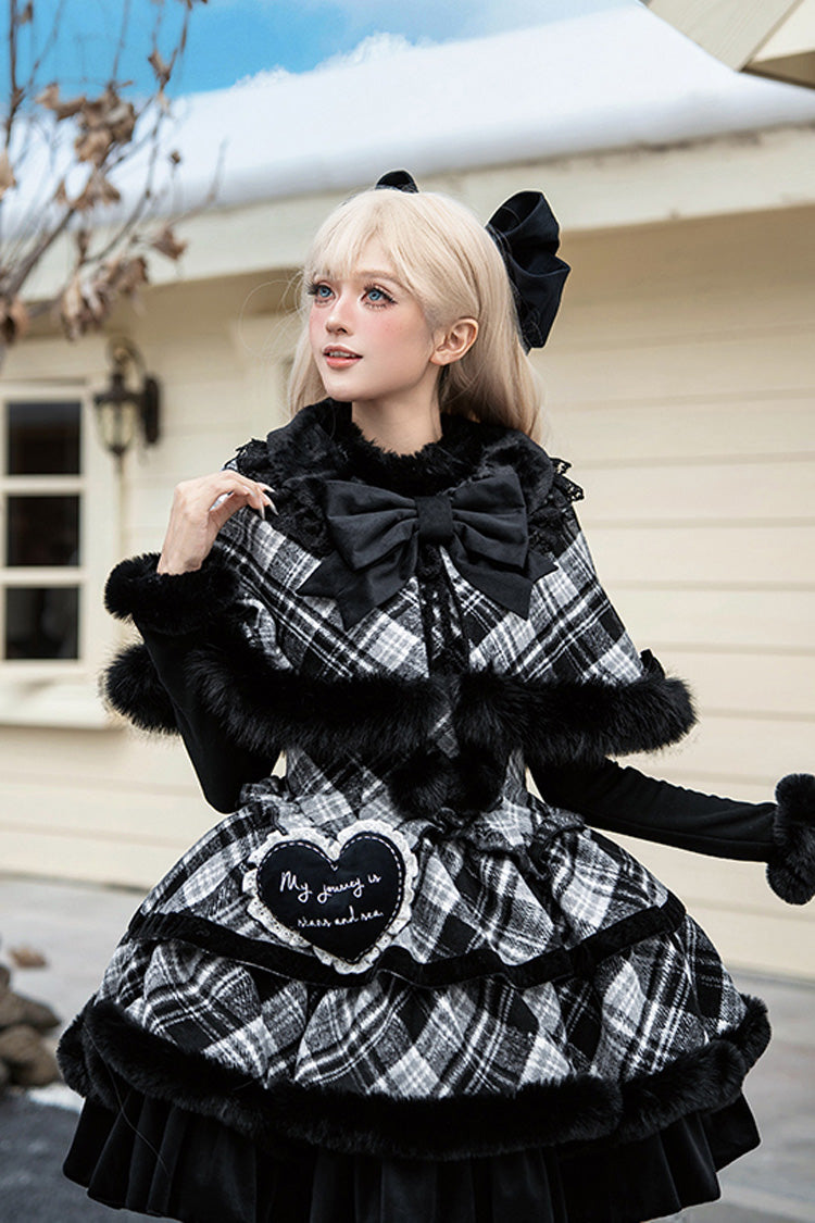 Letters Poems Snowy Night Serenade Triple-Layered Print Ruffle Bowknot Sweet Lolita Jsk Dress Set