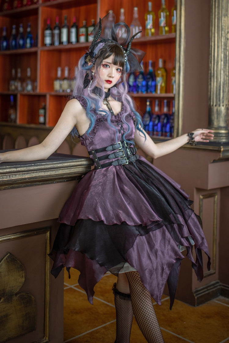 Purple Lust Multi-Layered Asymmetric JSK Gothic Lolita Dress