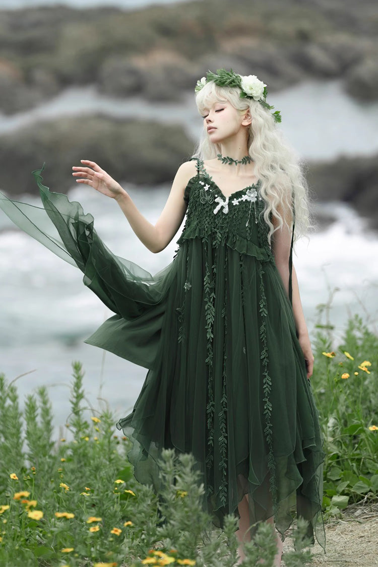 Emerald Forest Asymmetric Hem Sweet Chinese Jumper