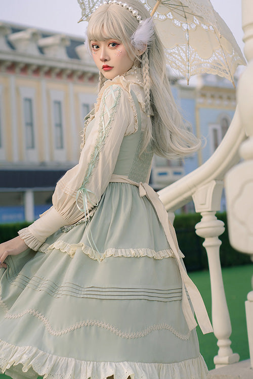 Green Cardigan Bow Sweet Lolita JSK