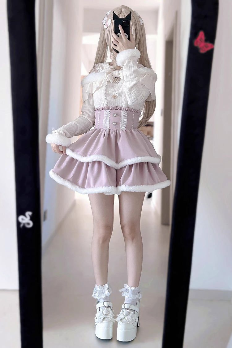Pearl Decorated Bow Lace Off Shoulder Knit Jirai Sweater in Two Tones