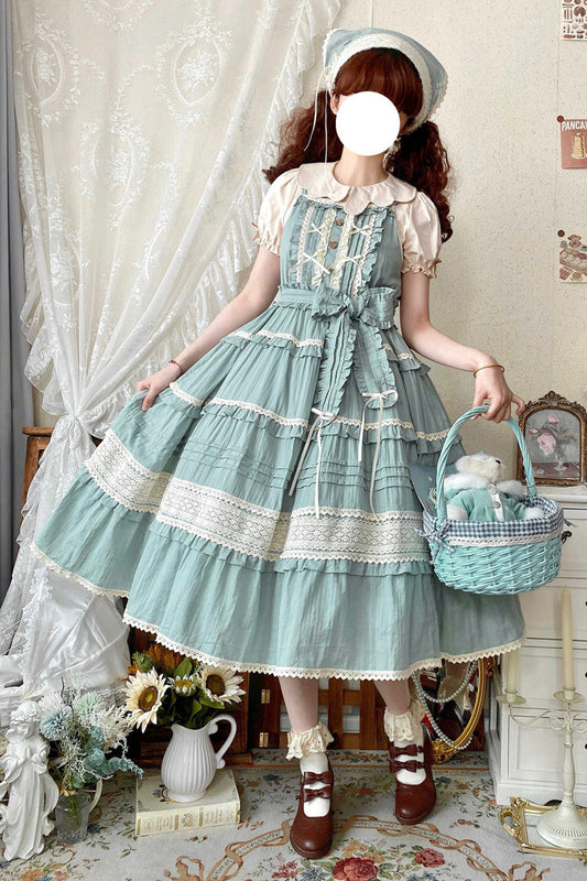 Ruffle Bowknot Lace Sweet Lolita JSK in 6 Colors - Summer Flower Tea