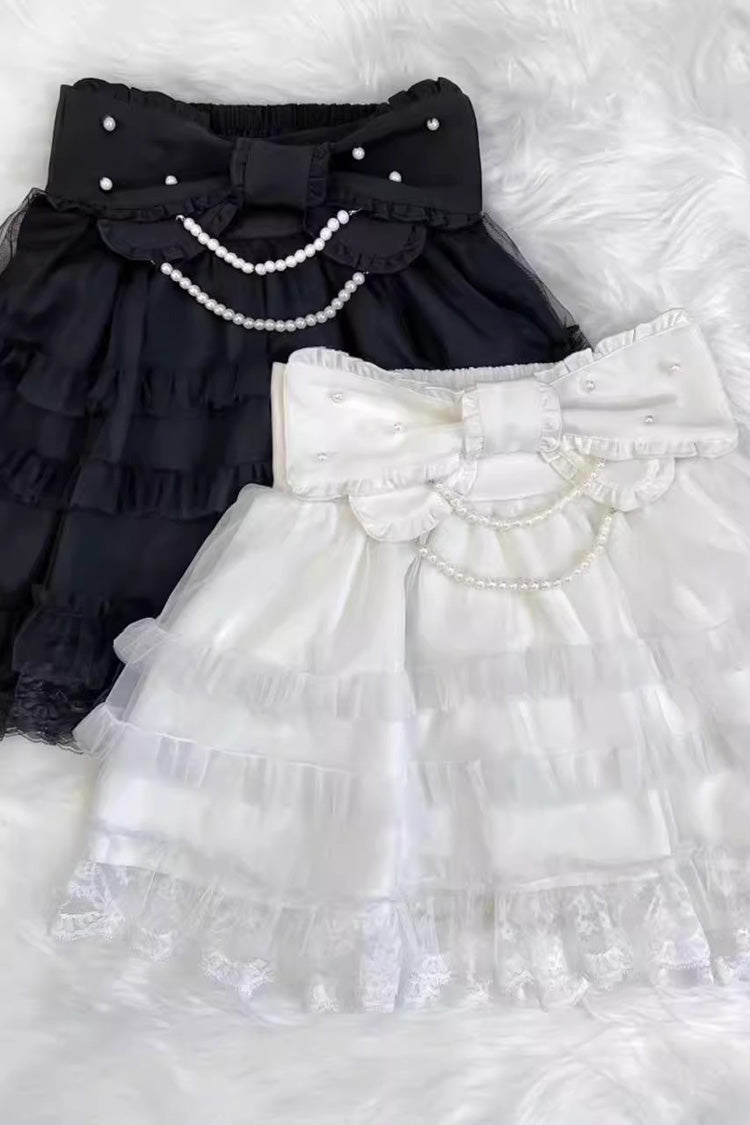 Pearl Ruffle Bow Jirai Kei Skirt