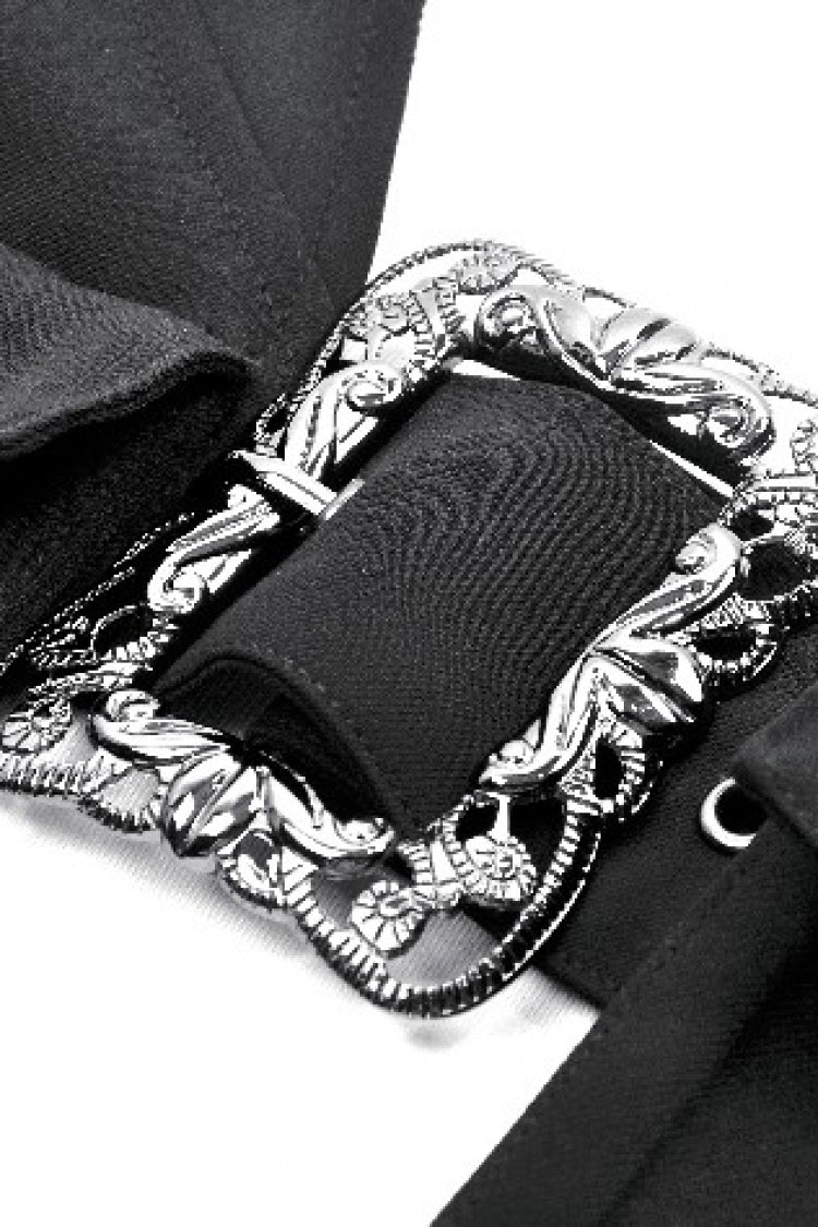 Functional Black Buckled Halter Punk Utility Vest